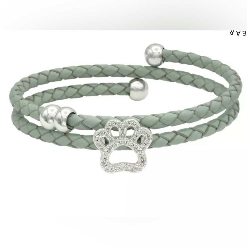 Wonderly Silver Tone Cubic Zirconia Dog Paw Charm Bracelet -NWT